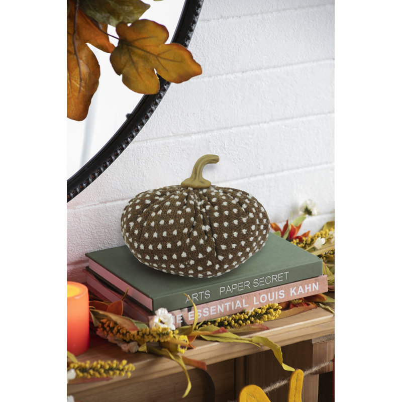 Ornements de citrouille en tissu rustique avec motif à point blanc