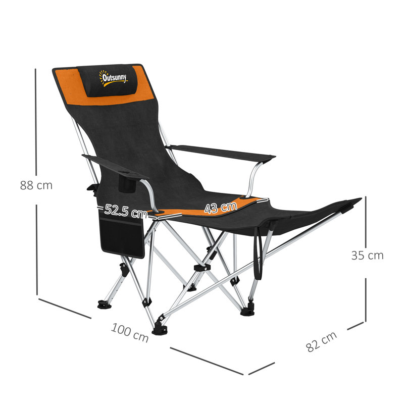 Reclining Camping Chair, Orange/Black