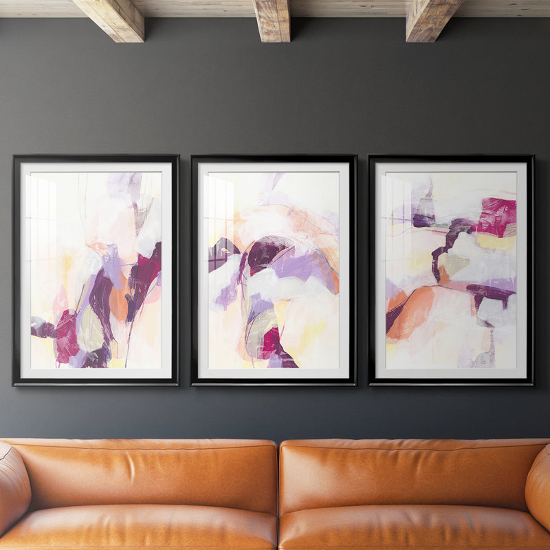 Polaire magenta I - reproduction sur mesure encadrée de qualité supérieure - 3 pièces, Noir, H 21 po x l 30 po