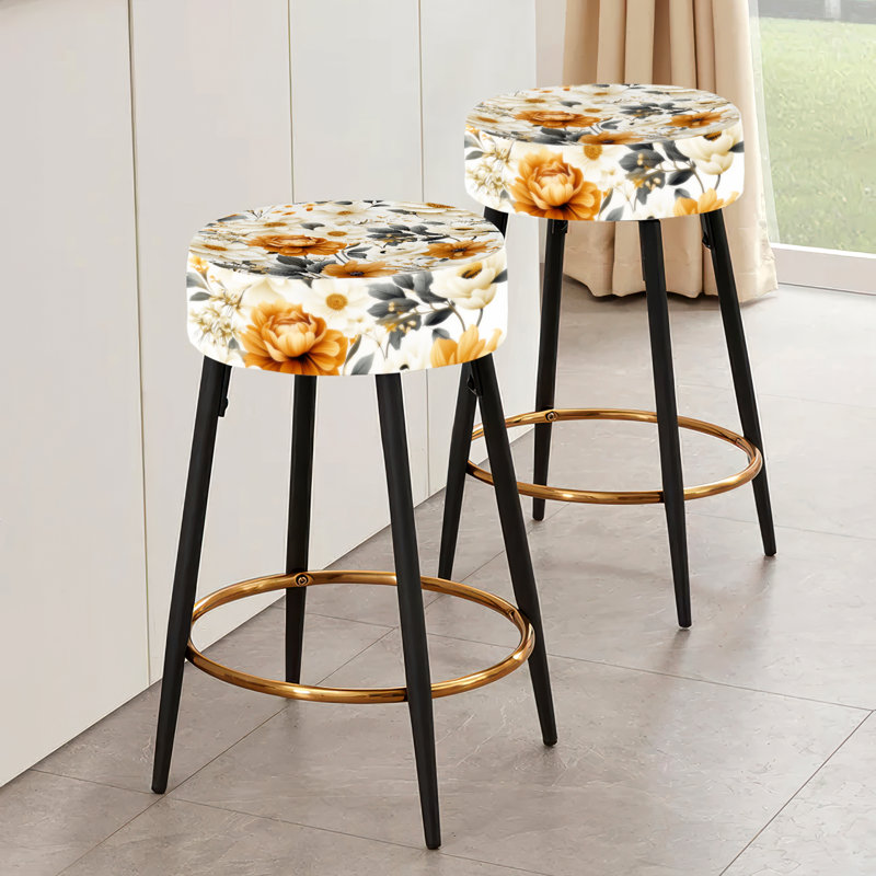 Ensemble de 2 tabourets de bar rétro beige et jaune Grace - Vintage