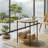 Modern White Marble Top End Table with Solid Wood Shelf and Metal Legs