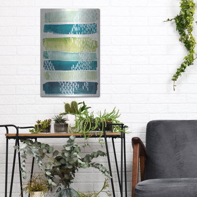 «Aqua Streak I» par Grace Popp, verre d'art mural en métal