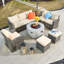Wicker 8 - Person Garden Lounge Set with Cushions