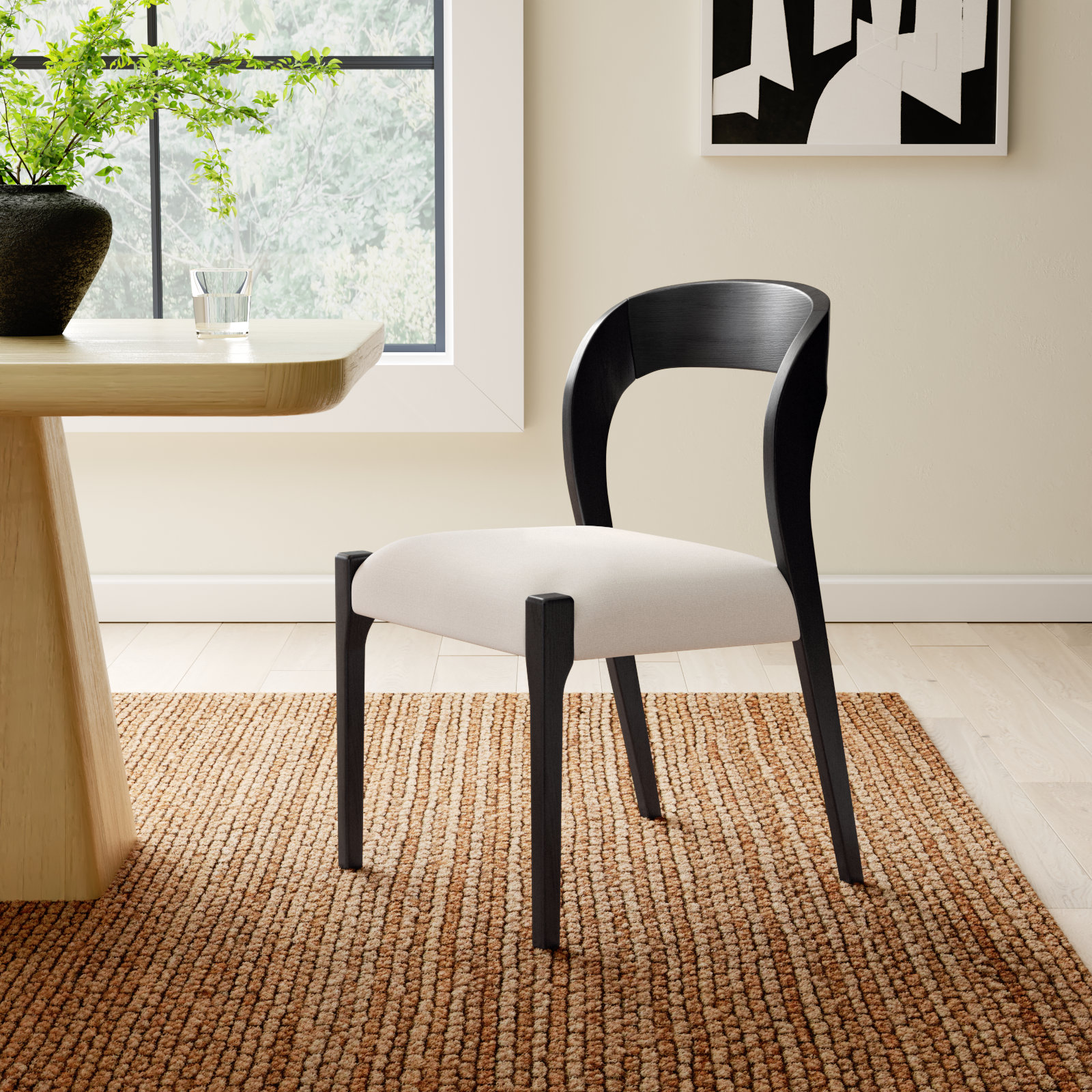 Hamish Linen Oak Side Chair, Black