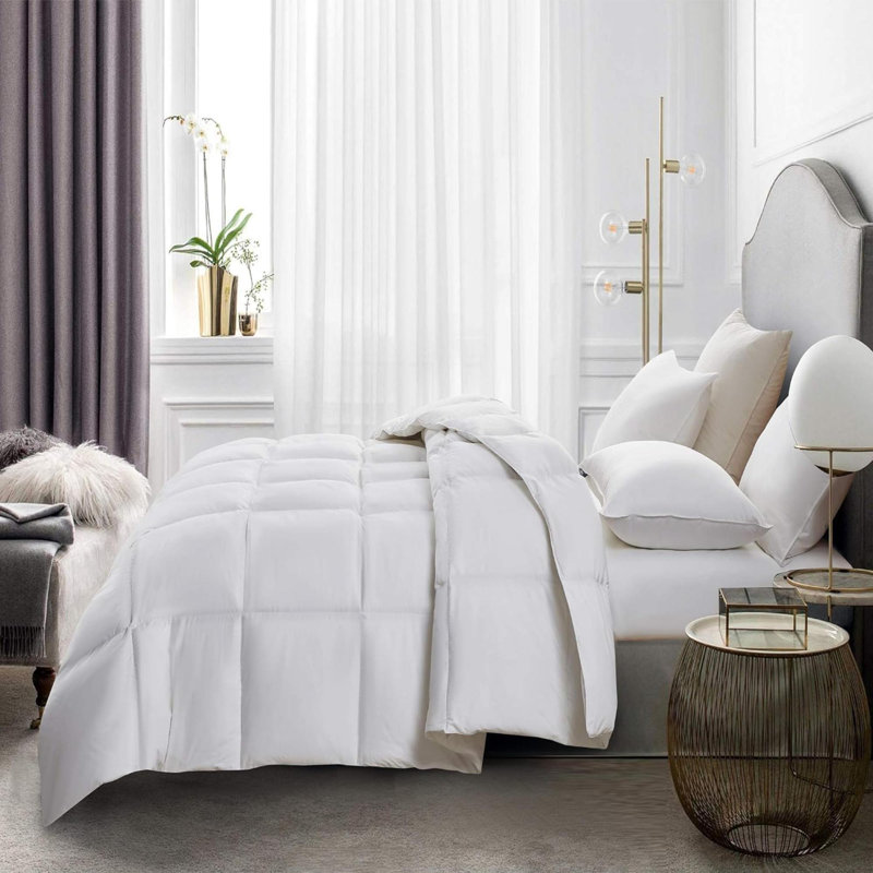 Édredon en duvet de plumes et bourre de duvet 100% coton, Lit simple