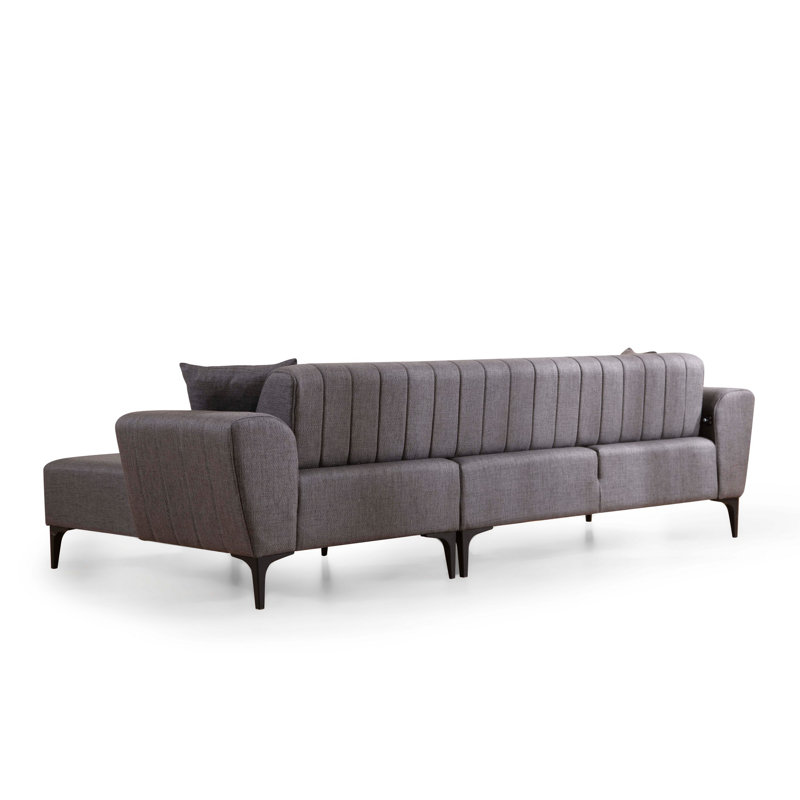 Canapé-lit d'angle, Mélange de polyester gris, Orienté à droite