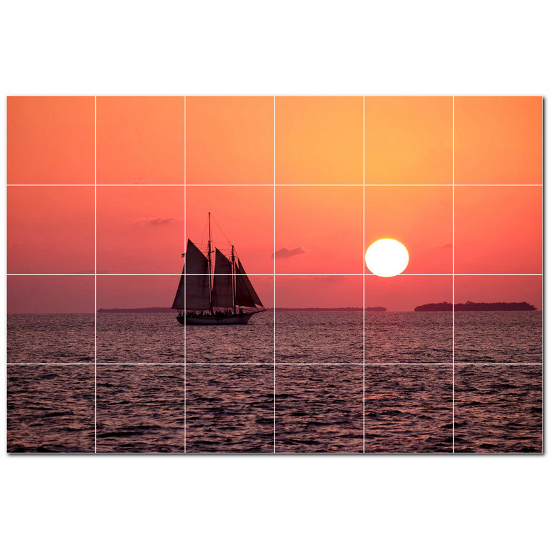 Murale en céramique satinée Boat Photo 12 po x 12 po