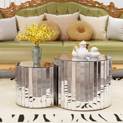 Petit meuble moderne argenté de luxe avec miroir