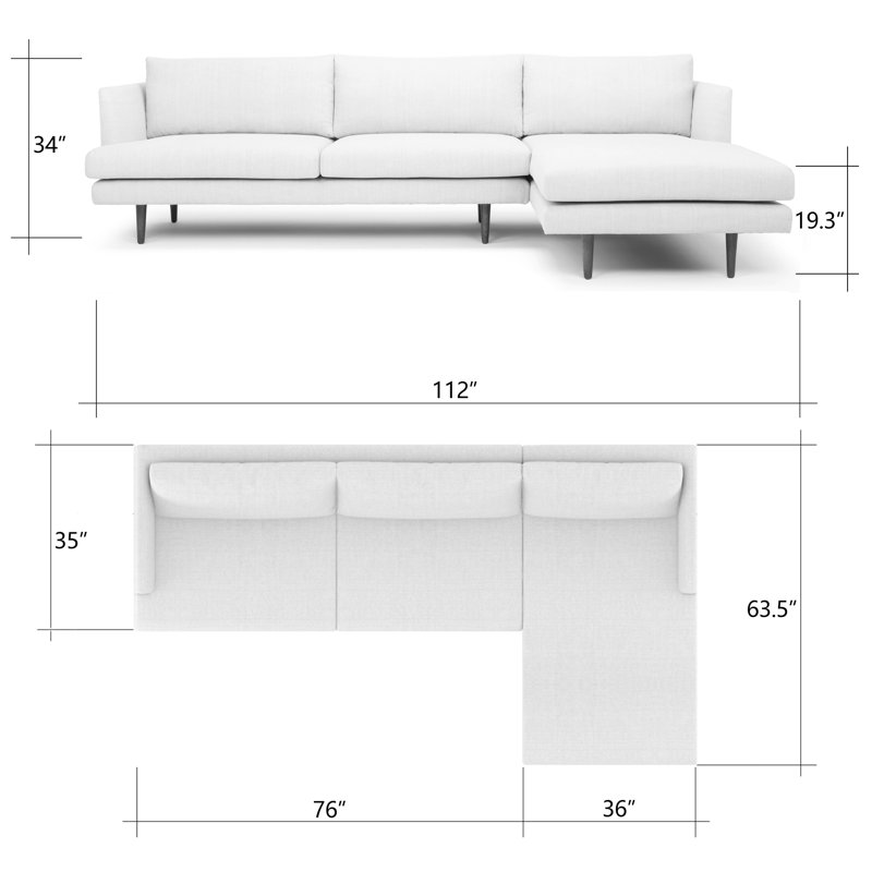 Miller 2 - Piece Upholstered Sectional, Orienté à droite, Mélange de polyester bleu