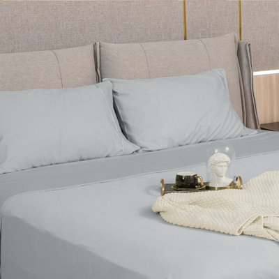 Sliver Cording 100% Cotton Sateen Pillowcases Open Pillowcases Set