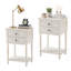 Table de chevet blanche sculptée de 45,7 cm (18 po) de large avec 2 tiroirs et une tablette ouverte-572727215-766435741