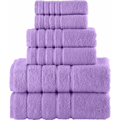 Elegant Comfort 4 Lines Viscose Stripe 6-Piece Premium Towel Set - 100% Turkish Cotton High Absorbent Luxury Bathroom Towels – Includes 2 Washcloths, 2 Hand Towels And 2 Bath Towels Set