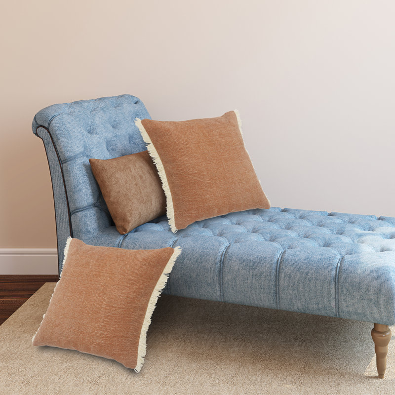Coussin décoratif contemporain de couleur unie 100% coton délavé à la pierre, Orange