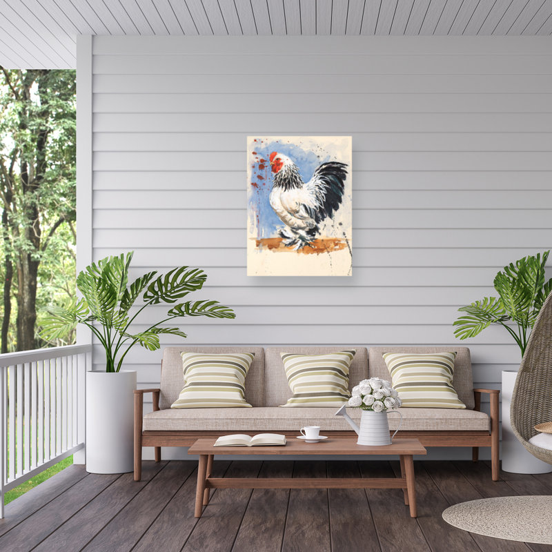 Coq bolant bolognaise, Brahma, 2020 sur toile, H 19 po x l 14 po