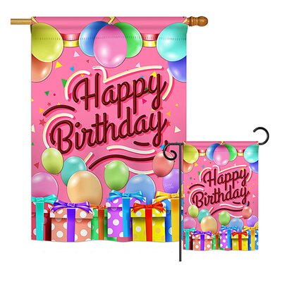 Tybee Celebrate Happy Birthday Special Occasion Party and Celebration Impressions 2-Sided Polyester Flag Set -  The Holiday Aisle®, DC81F94038CD4BBFAAB251E6815EA162