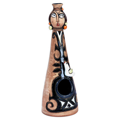 Novica Handmade Armenian Relish Ceramic Salt Cellar