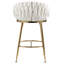 Tabouret de bar beige à dossier ondulé de 26 po, base chromée dorée, matériau de la peau, coussin à rebond élevé, pieds réglables, tabouret de velours, de dossier et de repose-pieds confortable pour la chambre à coucher et le bureau