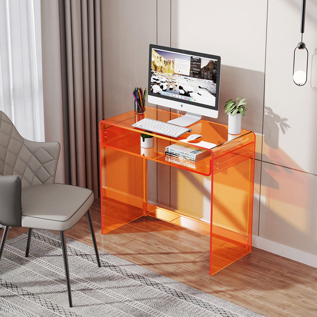 Diane 33.5'' W Rectangle Writing Desk,2 Tiers End Table with Storage Ivy Bronx 