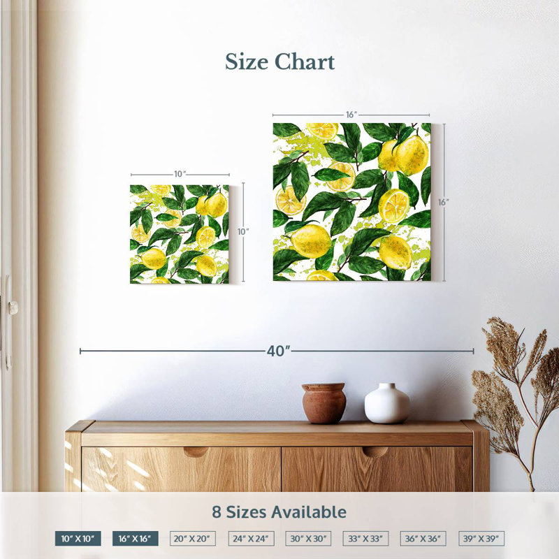 Yarlin Lemon Leaves Pattern, 10" H x 10" W