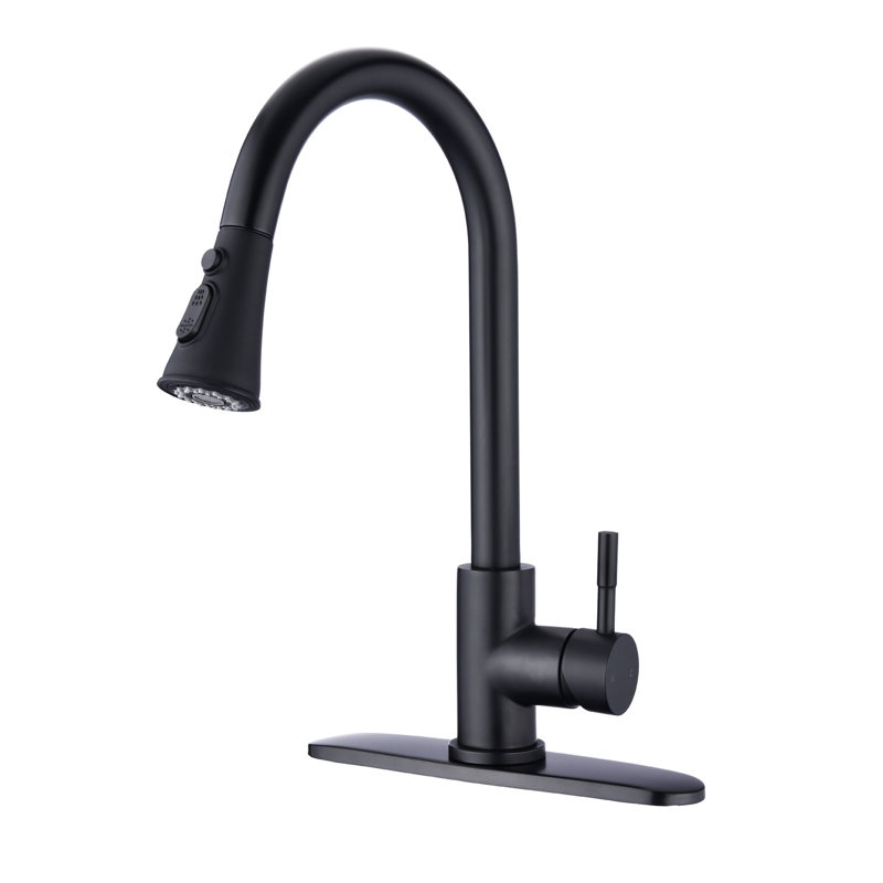 Pull Down Kitchen Faucet With Sprayer Stainless Steel, Matte Black