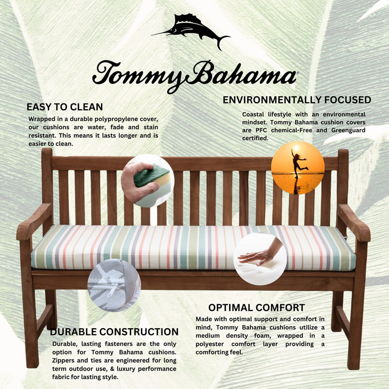 TB Bench Tommy Bahama 1 - Piece Outdoor Seat Cushion, 48"W x 16"L