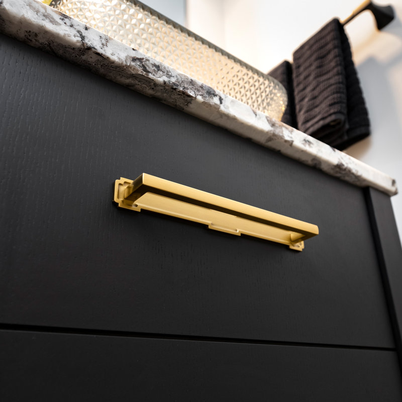 Coventry Collection Pull Backplate, 5.06" H x 1.25" W, Brushed Golden Brass