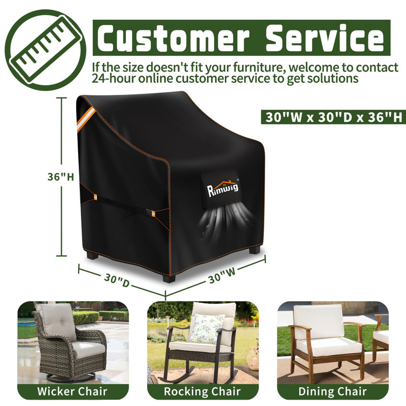 2 Pack Waterproof Patio Chair Covers 30X30x36 Inch, Heavy Duty Oxford Fabric With UV Protection & Air Vents, For Outdoor Swivel Rocking Chairs Garden Lawn