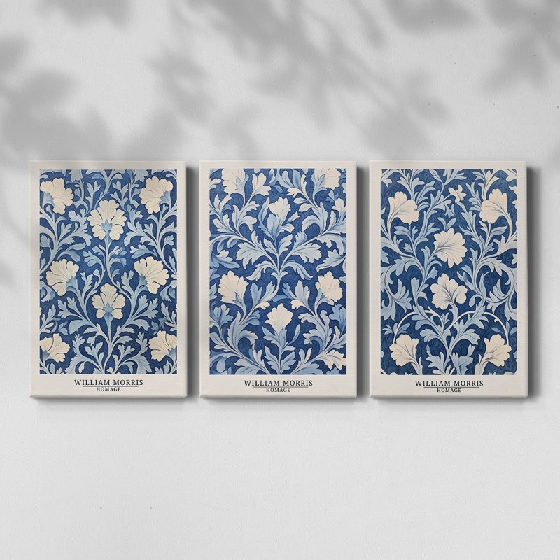 WM MORRIS Series DLXX  -Custom Wrapped Gallery Canvas - 3 Pieces, 12" H x 24" W