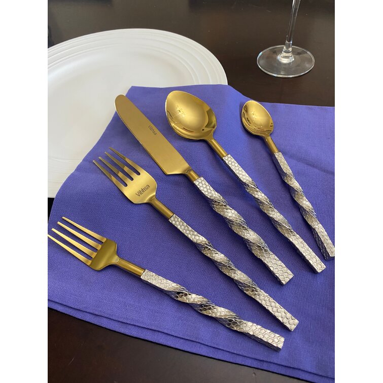 Vibhsa Golden Silverware Tablespoons Set of 6