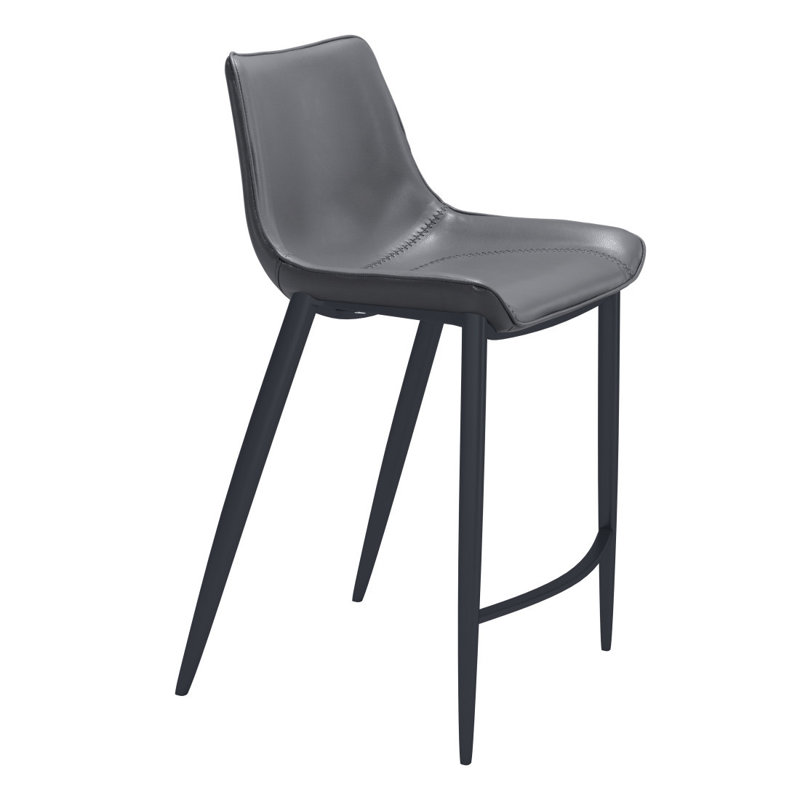 Ensemble de deux chaises de bar en similicuir et acier de 26 po gris foncé et noir