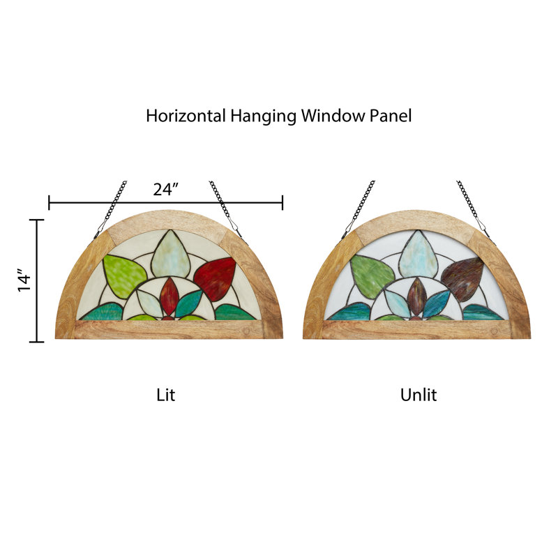 14"H Tiffany-Style Floral Stained Glass Window Panel