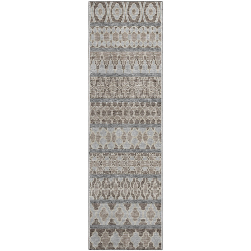 Premium Machine Washable Prisco Taupe Rug, Runner 2'3" x 7'6"