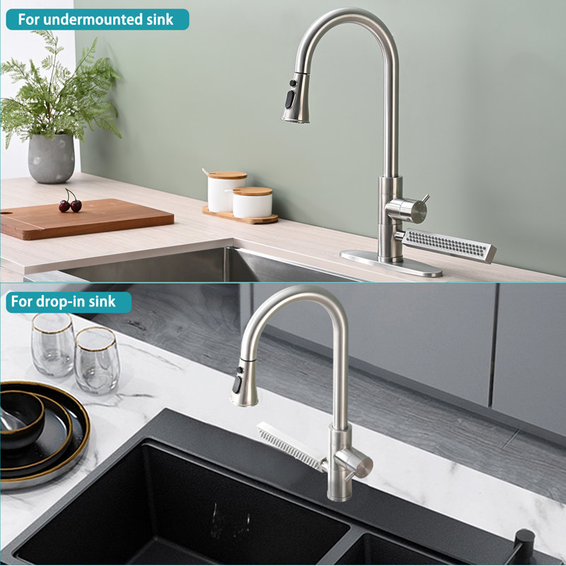 Robinet de cuisine rétractable BENSON, Nickel brossé