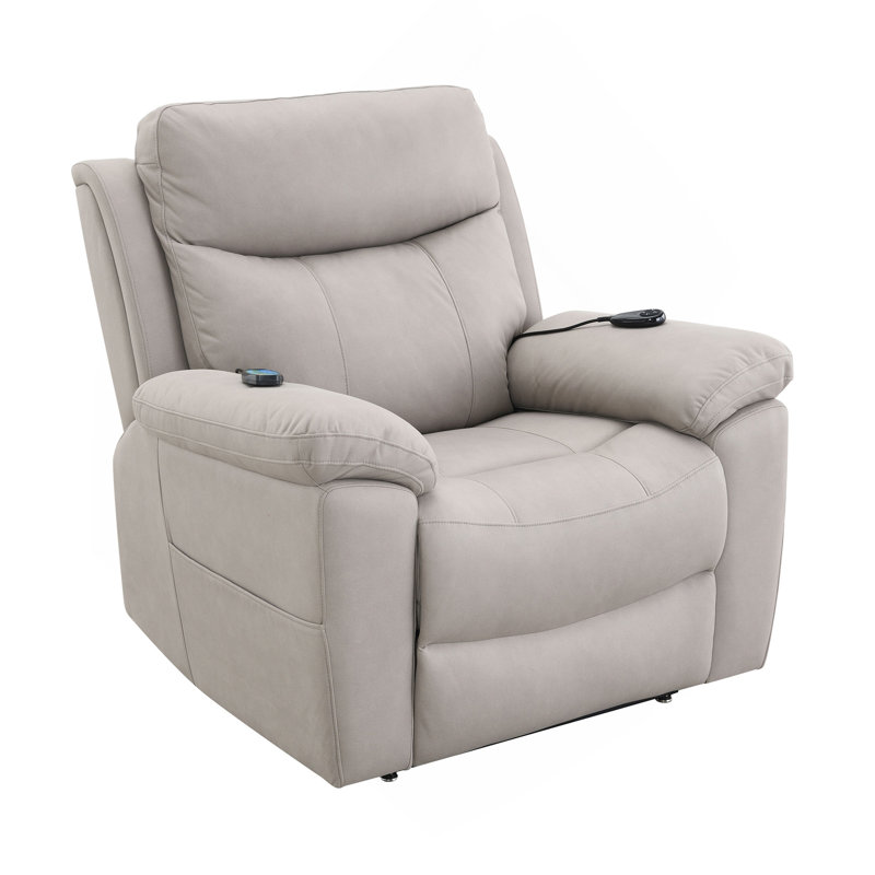 Fauteuil inclinable électrique en microfibre poli Chriki, Microfibre gris clair