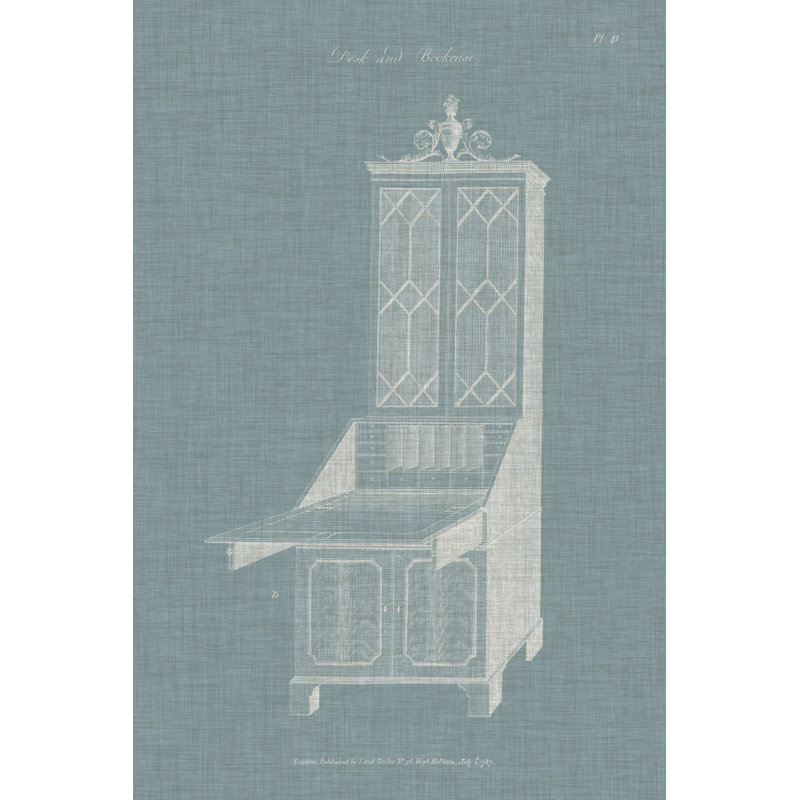 Hepplewhite Desk & Bookcase IV by Hepplewhite - Wrapped Canvas Print, 46cm H x 30cm W 