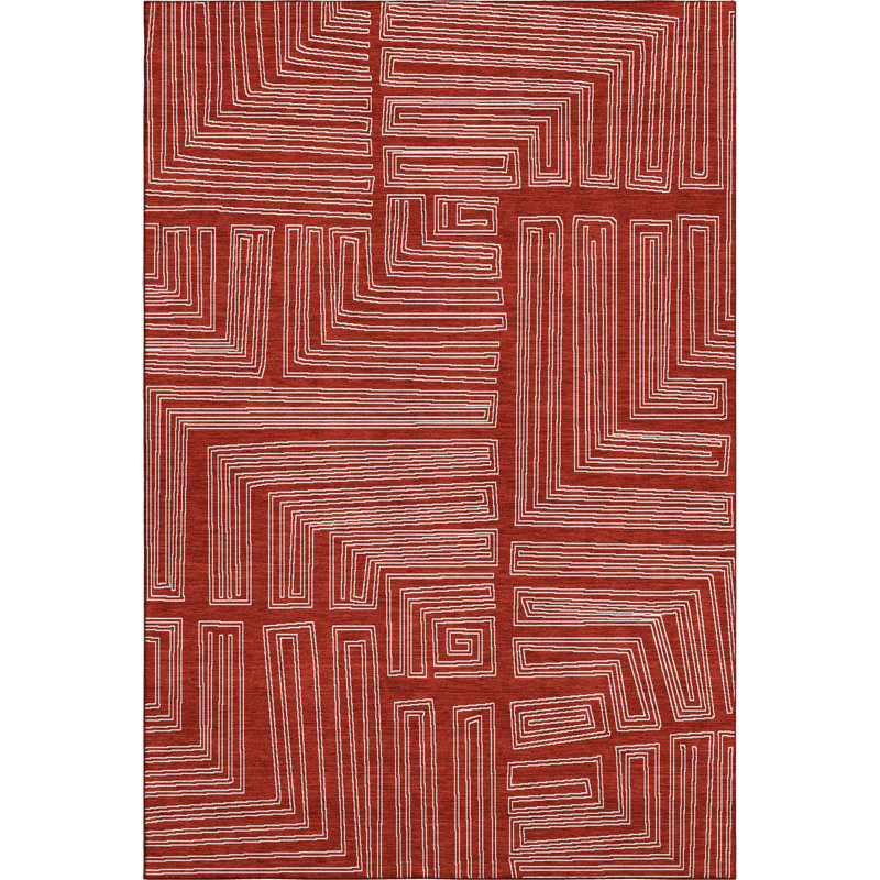 Tapis géométrique Premium lavable à la machine Harrietstown AMF1045, Rectangle 10 pi x 14 pi