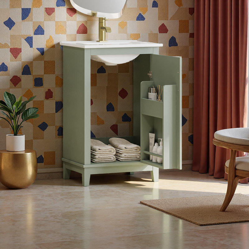 Petite armoire de meuble-lavabo moderne 20 pouces, Vert