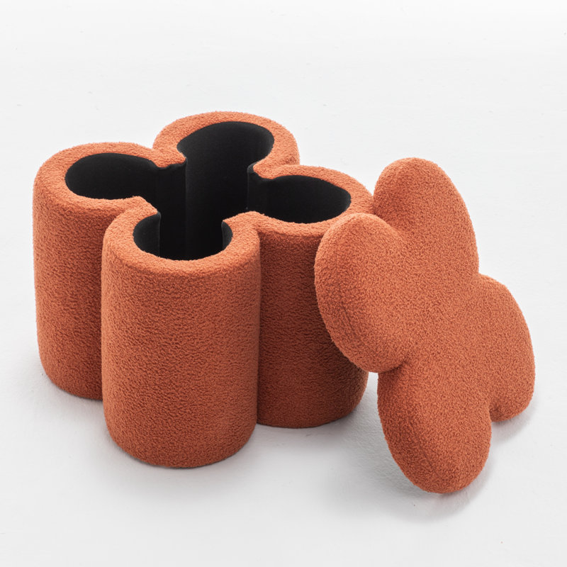 Etai 19" Width Upholstered Storage Ottoman, Orange