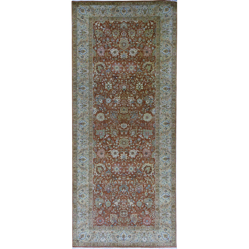 Tapis rouille et crème noué à la main de haute qualité