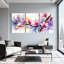 Magnolia rose Magnolia en fleurs sur des branches avec fond aquarelle, ensemble de 3 impressions sur toile-1083605236