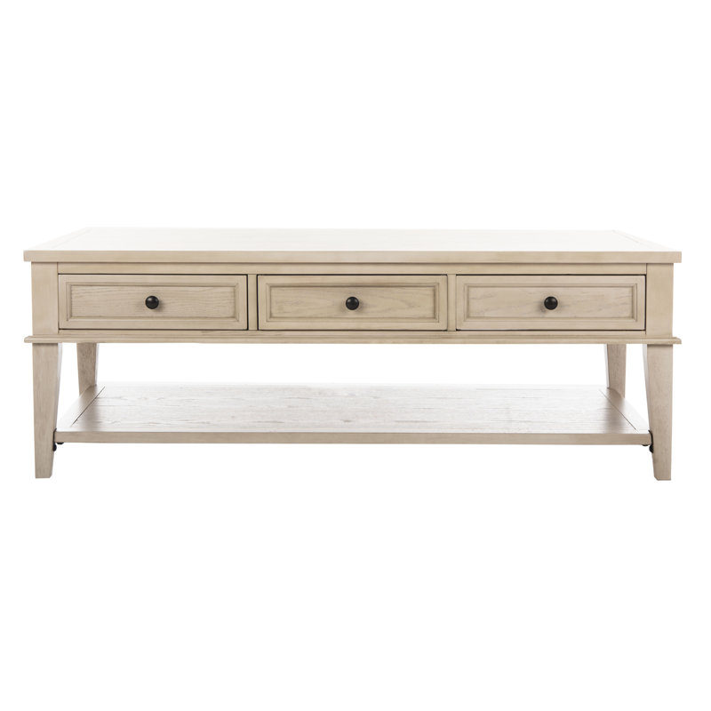 Table basse avec rangement Samira, Blanc délavé