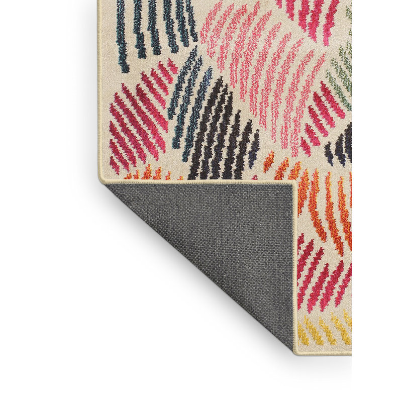Tapis orange/rose/noir contemporaine, Rectangle 5 pi x 8 pi