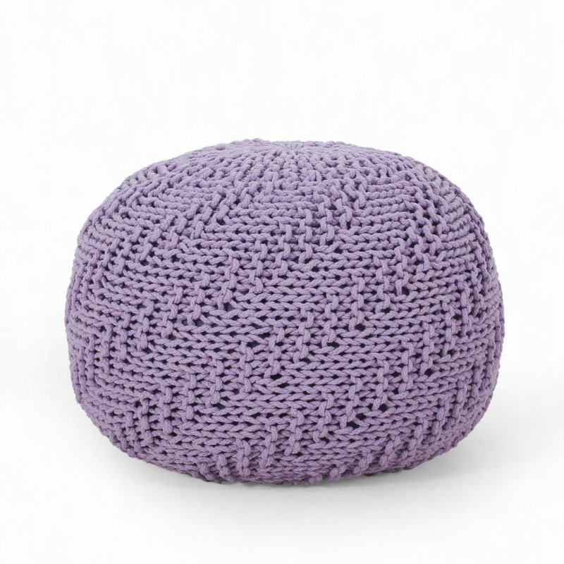 Pouf rond en coton Bordeaux, lavande
