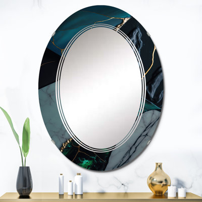 Okémie abstraite Geode Green IV - Miroir mural abstrait en marbre
