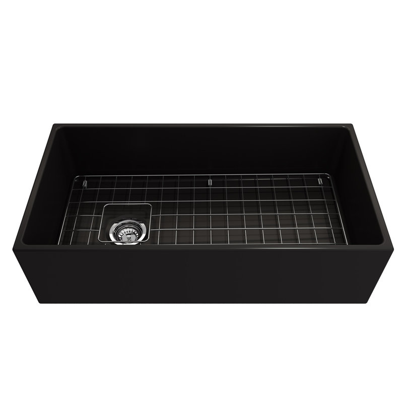 36'' L Fireclay Kitchen Sink, Matte Black