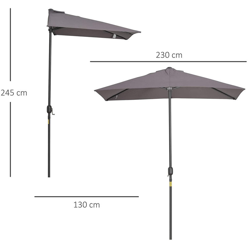 Aarthi 230cm X 130cm Rectangular Market Parasol, Grey