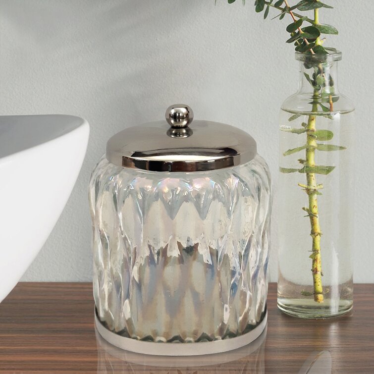 Savoie Rainbow Cotton Swab Bathroom Vanity Glass Storage Jar
