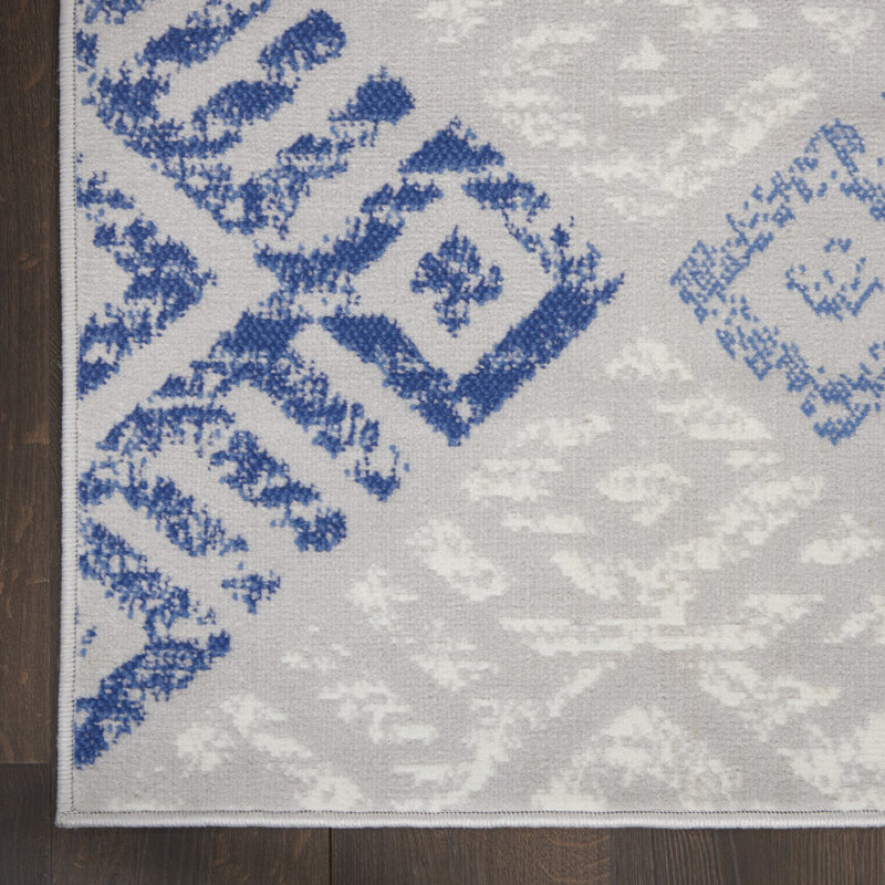 Tapis gris / bleu Kandlakunta, Rectangle 4 pi x 6 pi