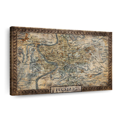 Carte rétro de la ville de Rome sur impression sur toile