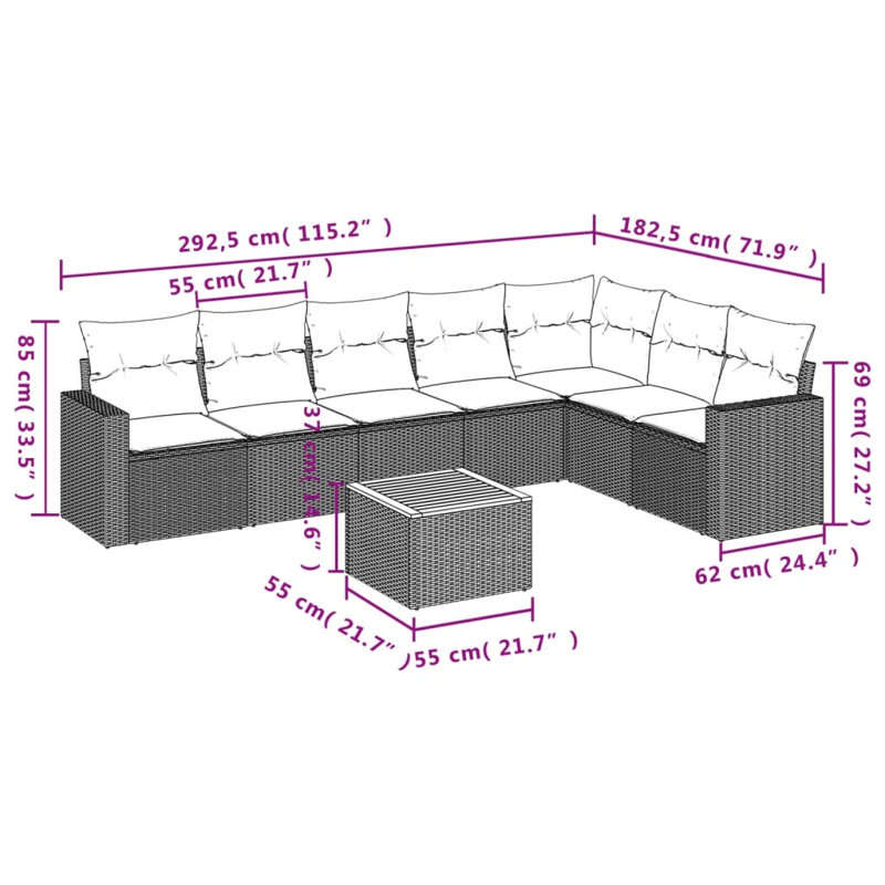 Ensemble de canapé de jardin Vidaxl